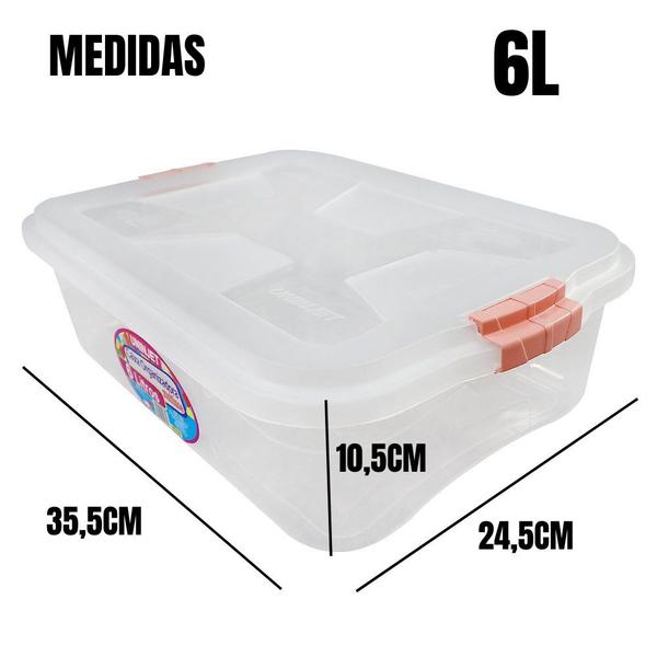 Imagem de Kit 3 Caixa Organizadora Transparente Com Travas Multiuso Medicamentos 6 Litros