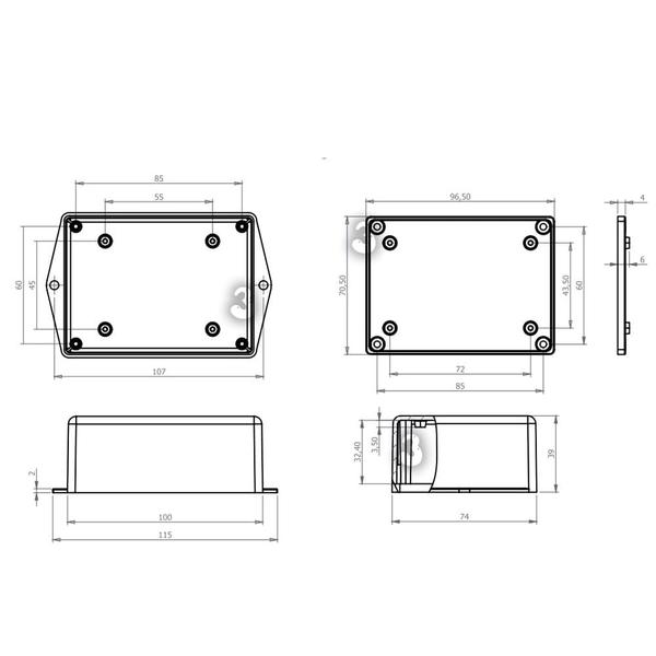 Imagem de Kit 3 Caixa Plástica Gabinete Circuito Eletrônico Arduino Fonte 100x74x39 PI-107