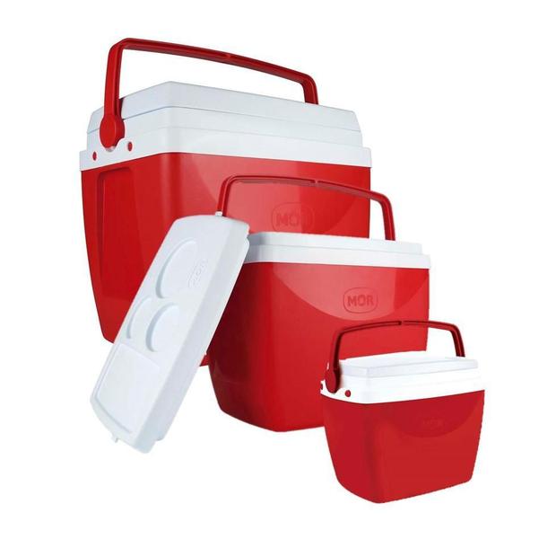 Imagem de Kit 3 Caixa Térmica Cooler Combo 34 + 18 + 6L Mor - Vermelho