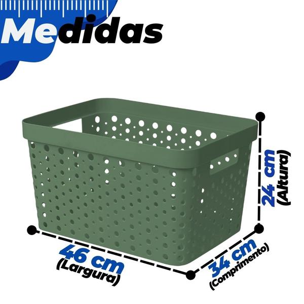 Imagem de Kit 3 Caixas Cesto Organizador Multiuso Rattan S/ Tampa 33 LITROS (46x34x24)