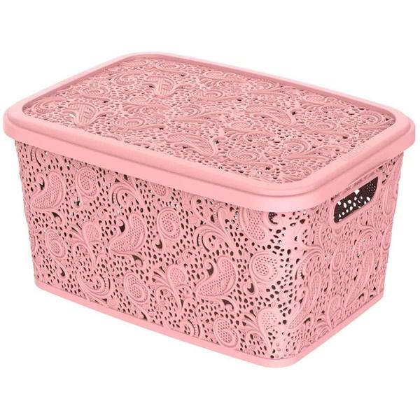 Imagem de Kit 3 Caixas Cestos Organizadoras Rosa Uninjet 17l Floral