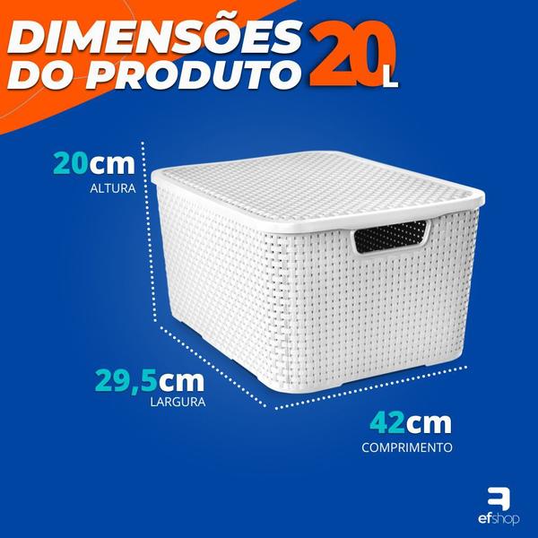 Imagem de Kit 3 Caixas Cestos Trama Rattan Organizador 7/15/20L PMG