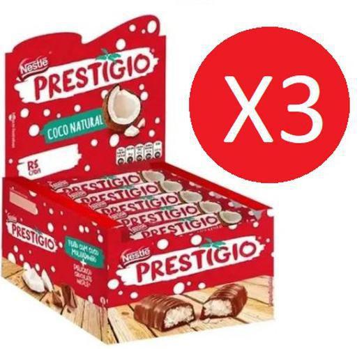 Imagem de Kit 3 Caixas Chocolate Nestlé Prestígio Com 30X33Gr = 90Un