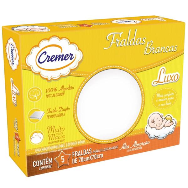 Imagem de Kit 3 Caixas de Fralda de Pano Luxo Branca Cremer