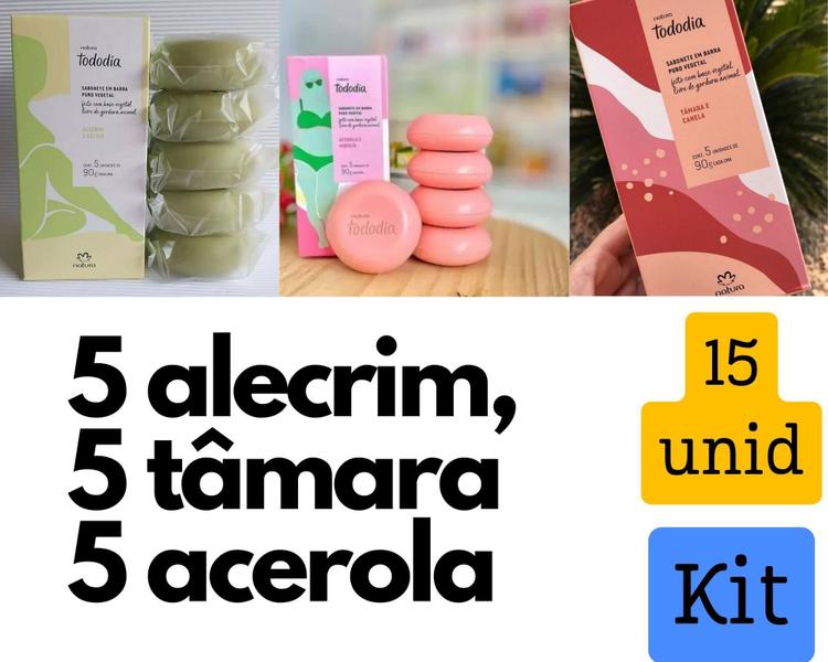 Imagem de Kit 3 caixas de sabonete Alecrim, Tâmara e acerola - Total 15 unidades - Mais vendido economia