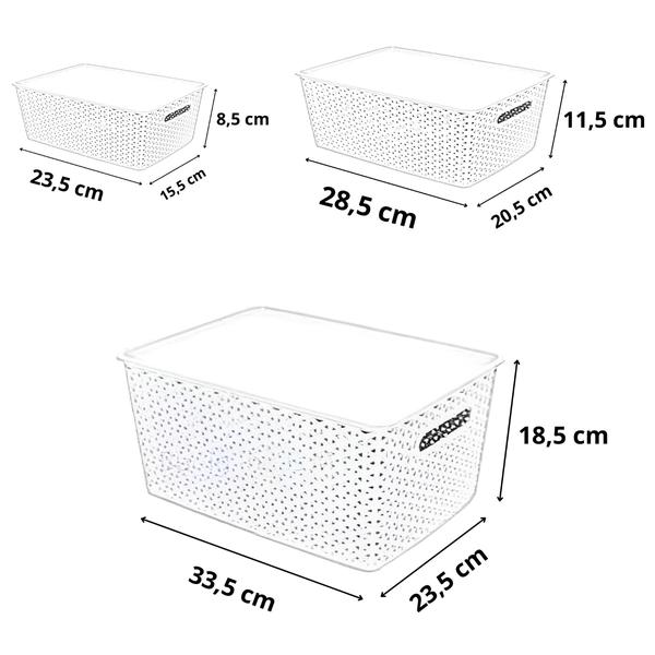 Imagem de Kit 3 Caixas Organizadoras 2 / 4,5 / 15 Litrosempilháveis