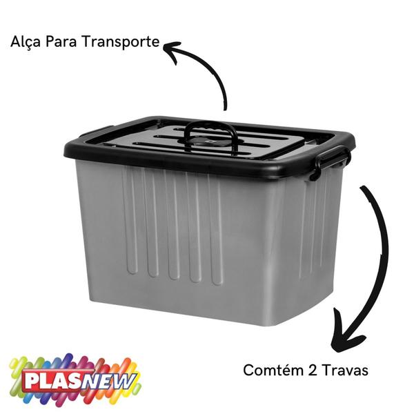 Imagem de Kit 3 Caixas Organizadoras 77 Litros Com Rodinhas Container Plasnew