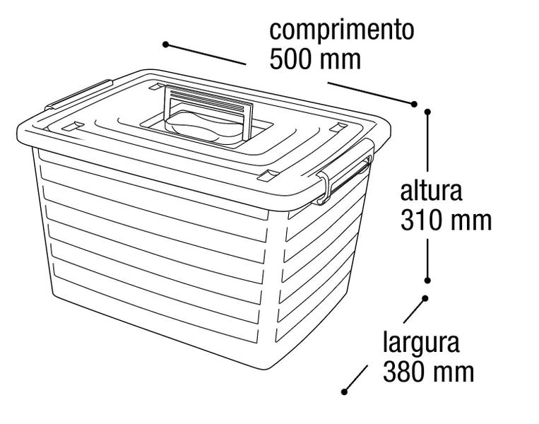 Imagem de Kit 3 Caixas Organizadoras Container 35 Litros Cor Preta Arqplast