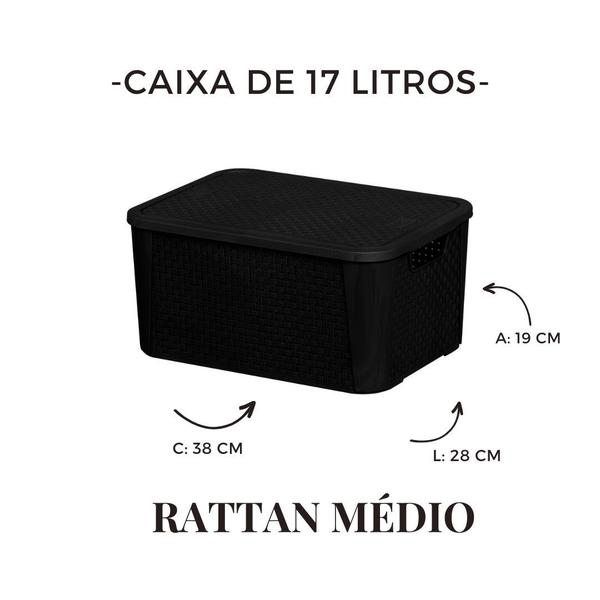 Imagem de Kit 3 Caixas Organizadoras Rattan C/ Tampa 17 Litros - Resistente