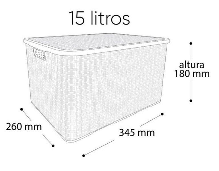 Imagem de Kit 3 Caixas Organizadoras Rattan PRETA 15 Litros Arqplast