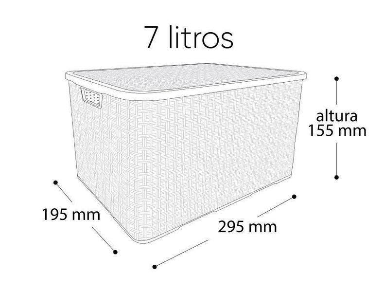 Imagem de Kit 3 Caixas Plástica 7L Com Tampa Organizar Guarda Roupa