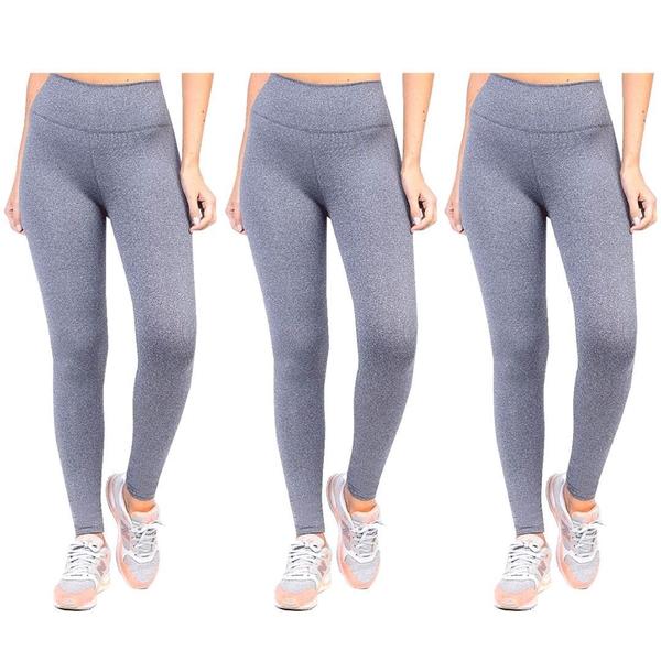 Imagem de Kit 3 Calça Legging Academia Caminhada Feminina Lisa Sem Transparência Levanta Bubum Moda fitness