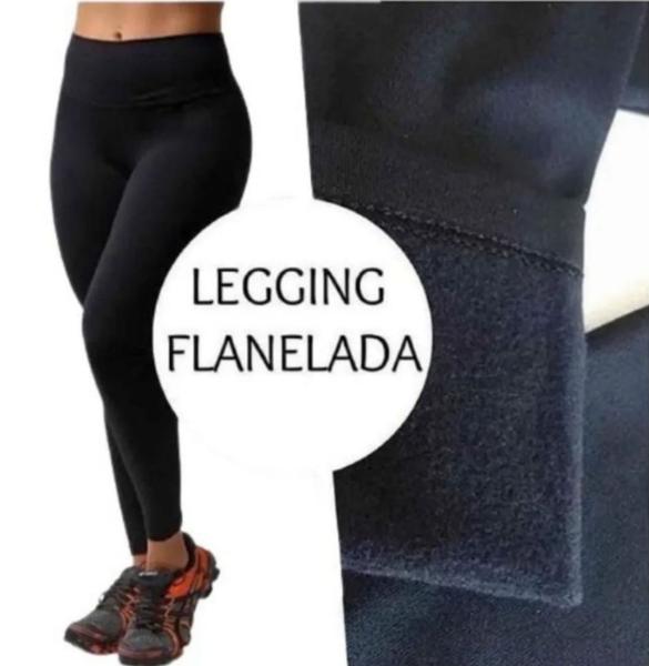 Imagem de KIT 3 Calça Legging Flanelada COR PRETA Leg Moda Feminina Mulher