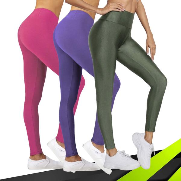 Imagem de Kit 3 Calças Legging BÁSICAS COLORIDAS Leg Fitness Academia Corrida Cintura Alta FEMININA 579