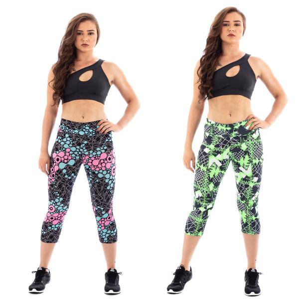 Imagem de Kit 3 Calças Legging Corsário Suplex Estampada