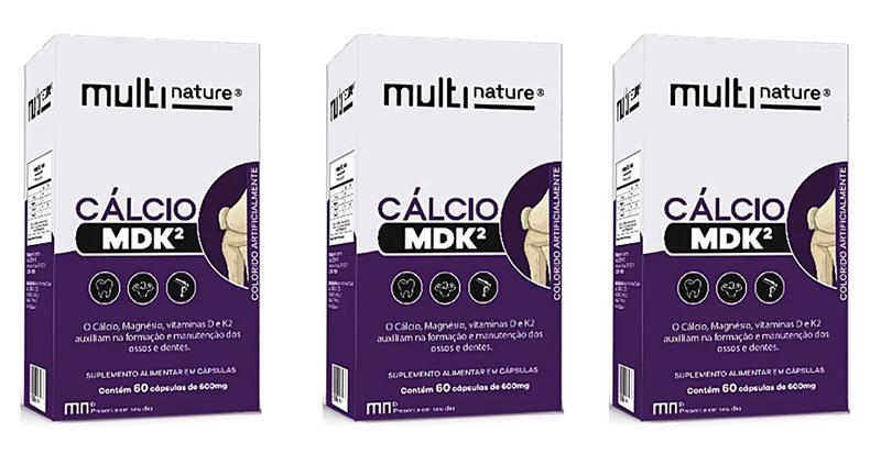 Kit 3 Calcio Mdk 60 Cápsulas. Multinature Imagem de Kit 3 Calcio Mdk 60 Cápsulas. Multinature