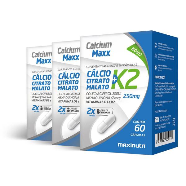 Imagem de Kit 3 Calcium Maxx K2 Maxinutri 60 Cápsulas