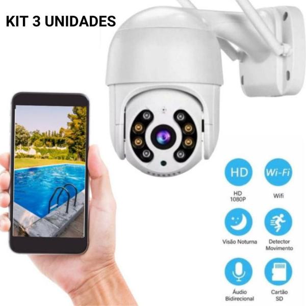 Imagem de KIT 3 Camera Ip A8 Yoose Wifi Externa Hd Sensor De Movimento Ptz Speed Dome a Prova Agua Zoom 2 Antena