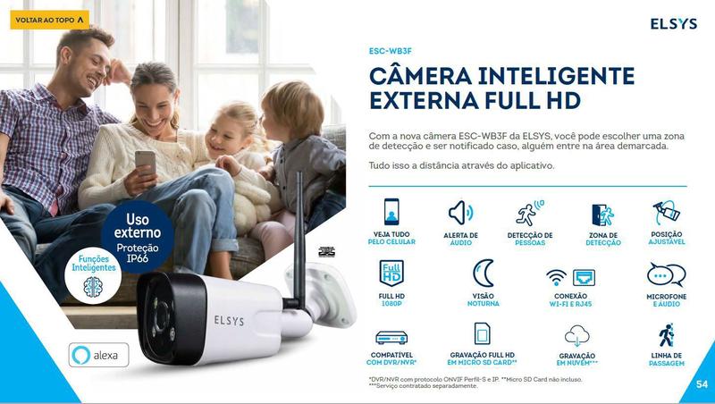 Imagem de Kit 3 Cameras Externas Wi-Fi com Inteligencia FULLHD - ELSYS