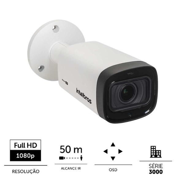 Imagem de Kit 3 Câmeras Intelbras Varifocal Multi HD VHD 3250 VF G7 Índice de Proteção IP67 Visão Noturna Alcance de 50m  HDCVI, HDTVI, AHD e Analógico