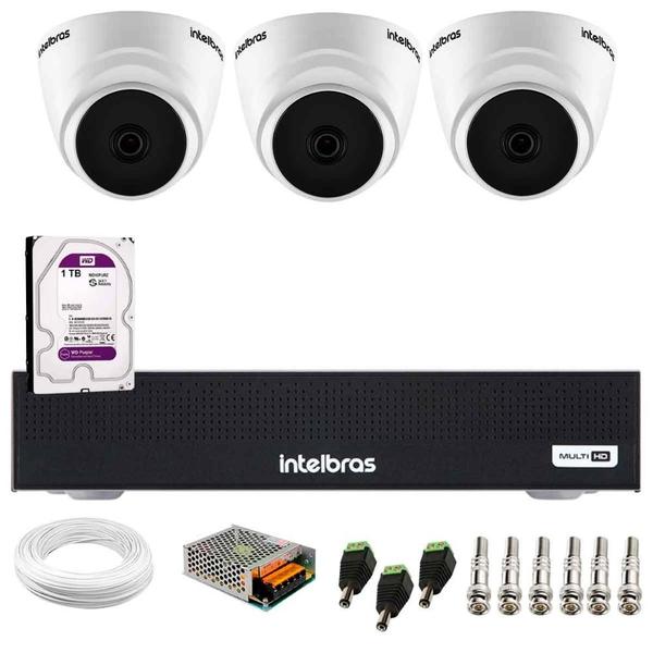 Imagem de Kit 3 Câmeras Intelbras VHL 1120 D HDCVI Lite HD 720p Lente 3.6mm Visão Noturna 20m + Dvr Intelbras MHDX 1104-C 4 Canais + HD 1TB