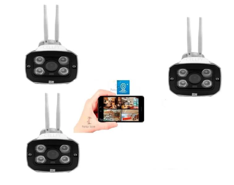 Imagem de Kit 3 Câmeras Ip Wifi Externa 2 Antenas 1080p Full hd Remoto Acesso