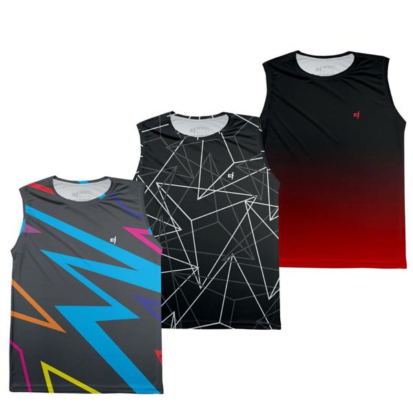 Imagem de Kit 3 Camisa Regata Dry Masculina Academia Camiseta Fitness Musculação Treino Proteção UV Corrida