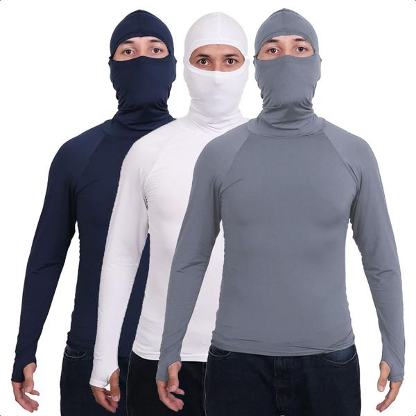 Imagem de Kit 3 Camisa Segunda Pele Proteção Uv Térmica Touca Ninja