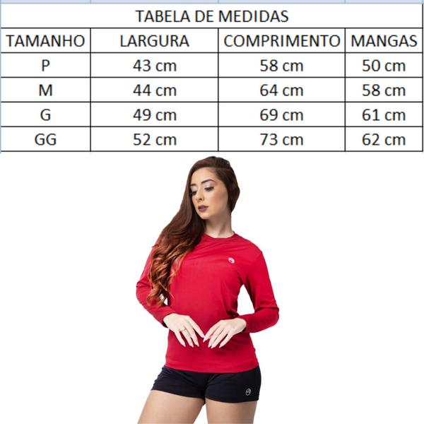 Imagem de Kit 3 Camisa Térmica Feminino Manga Longa Uv Proteção Pronta Entrega