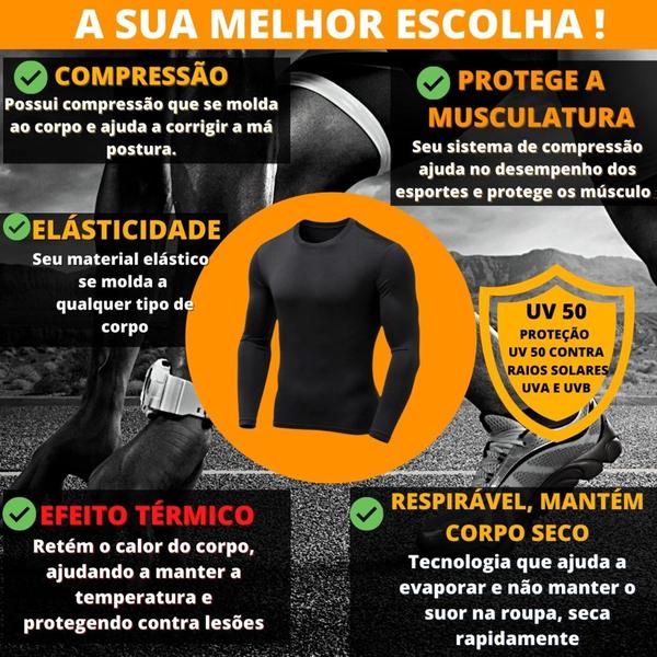 Imagem de Kit 3 Camisas De Compressão Segunda Pele Manga Longa Esporte