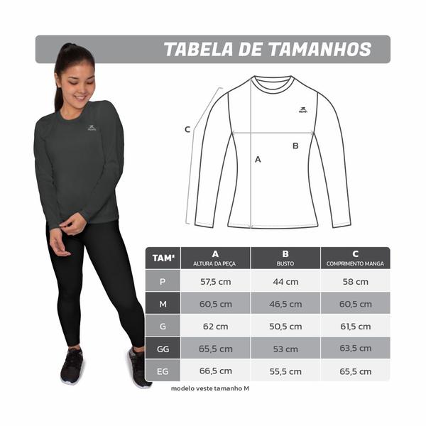 Imagem de Kit 3 Camisas Dry Basic LS Muvin Feminina - Proteção Solar UV50 - Manga Longa - Treino, Corrida, Caminhada e Academia