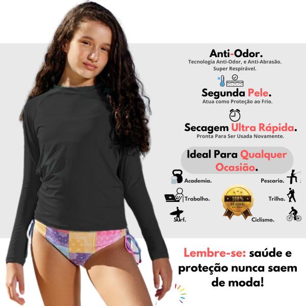 Imagem de Kit 3 Camisas Térmicas Infantil Menino e Menina Tecido Geladinho Uv 2 a 14 Anos Idade Juvenil Proteção Solar Praia Piscina Manga Longa Comprida