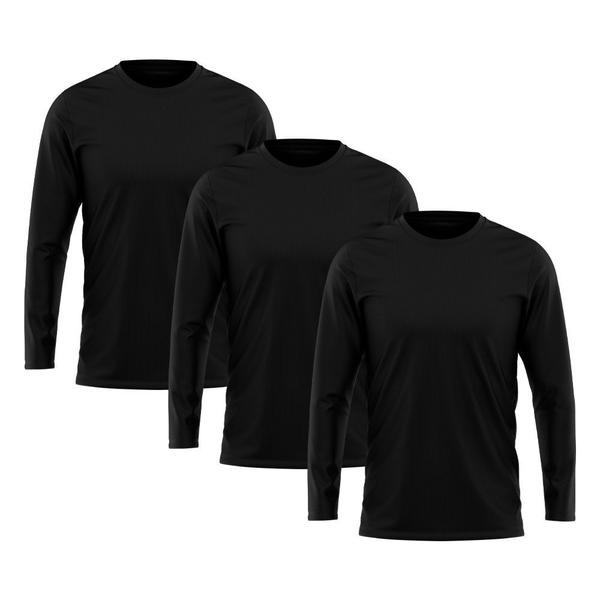 Imagem de Kit 3 Camiseta Masculina Manga Longa Rony Versátil Segunda Pele Proteção Solar UV 50+