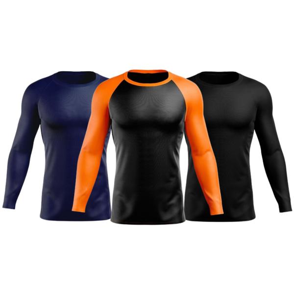 Imagem de Kit 3 Camisetas Blusas Térmica Manga Longa Academia Treino Pescaria Esportiva Fitness Corrida