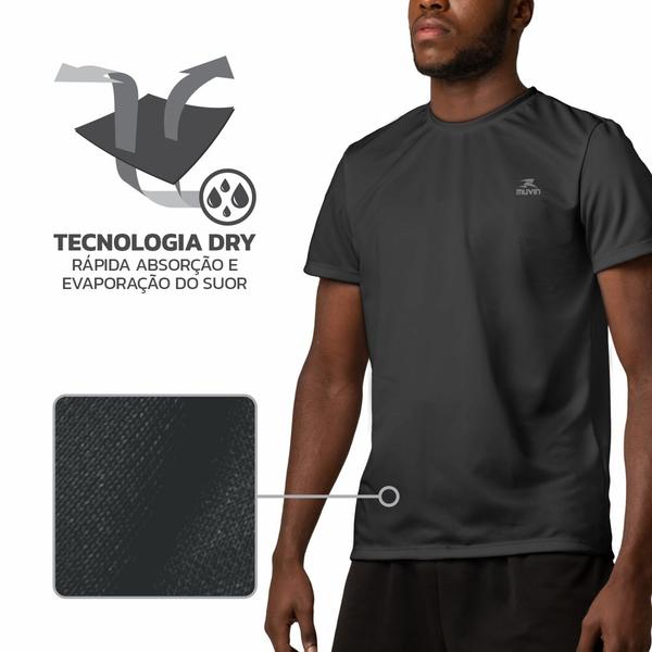 Imagem de Kit 3 Camisetas Dry Basic SS Muvin Masculina - Proteção Solar UV50 - Manga Curta - Treino, Corrida, Caminhada e Academia