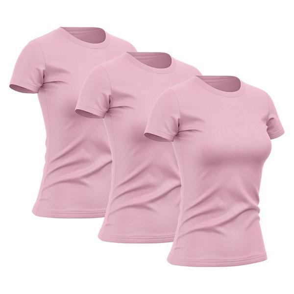 Imagem de Kit 3 Camisetas Feminina Dry Básica Lisa Proteção Solar UV Térmica Camisa Blusa