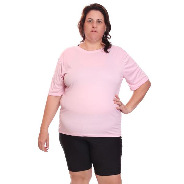 Imagem de Kit 3 Camisetas Feminina Plus Size Manga Curta Dry Fit Lisa Proteção Solar UV Térmica Camisa Treino Academia Praia