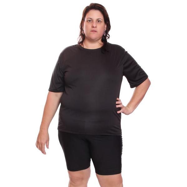 Imagem de Kit 3 Camisetas Feminina Plus Size Manga Curta Dry Fit Lisa Proteção Solar UV Térmica Camisa Treino Academia Praia