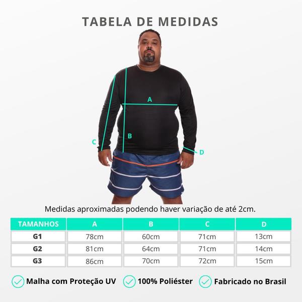 Imagem de Kit 3 Camisetas Masculina Plus Size Manga Longa Dry Fit Lisa Proteção Solar UV Térmica Camisa Treino Academia Praia