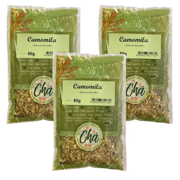 Imagem de Kit 3 Camomila Flor Seca Chá 100 % Matricaria recutita 50 gr cada Chá com Chá