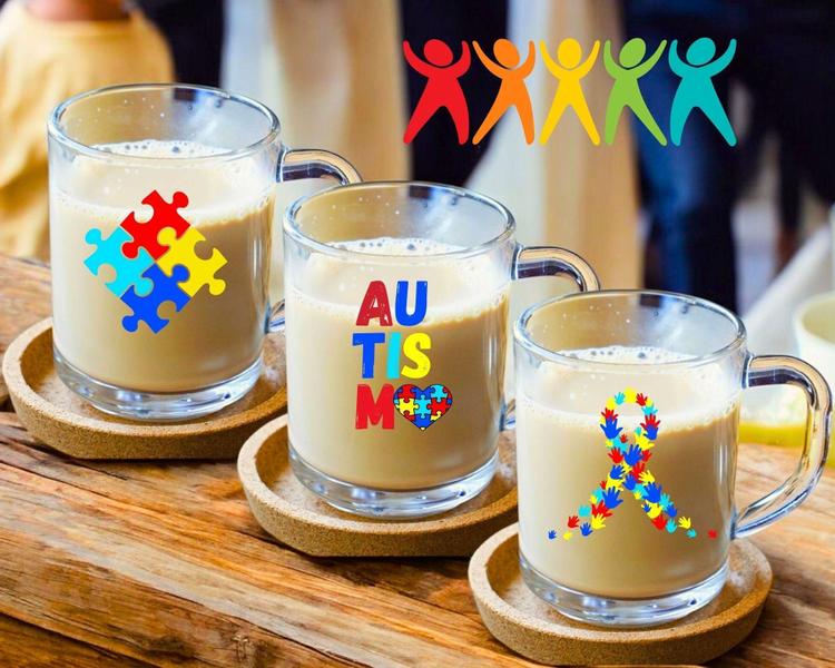 Imagem de Kit 3 Canecas Café/Chá Personalizadas 255Ml Tema Autismo