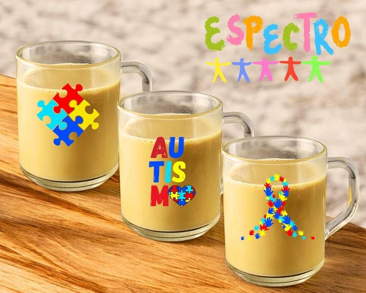 Imagem de Kit 3 Canecas Café/Chá Personalizadas 255Ml Tema Autismo