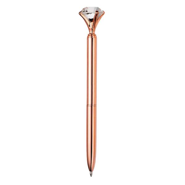 Imagem de Kit 3 Caneta Esferográfica Diamante Cristal Luxo Rose Gold