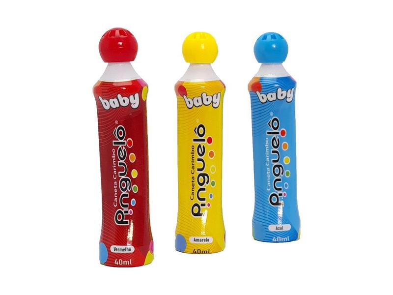 Imagem de Kit 3 Canetas Carimbo Pinguelo Baby 40ml -  Cores Primárias