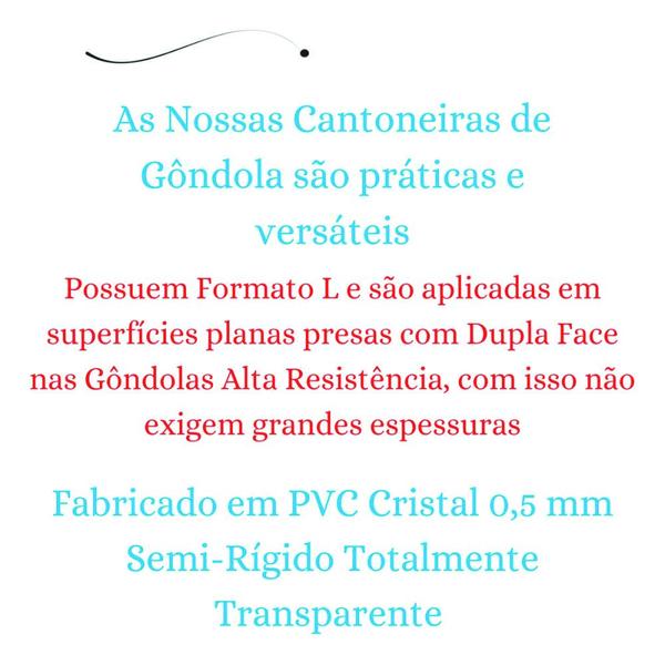 Imagem de Kit 3 Cantoneiras Aparadora De Gondolas 50 X 5 cm Cristal