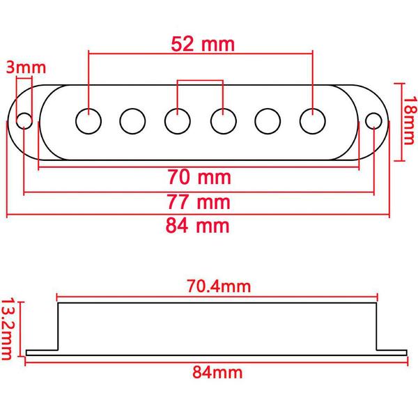 Imagem de kit 3 Capa Captador STRATO Single Preto 52mm BLK