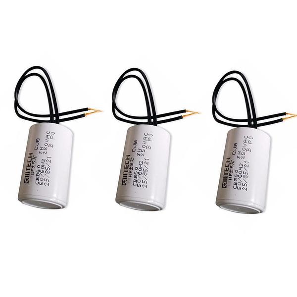 Kit 3 Capacitores 2Fios Metalizados p/Motor 45UF 250 VAC VMV - MVM Imagem de Kit 3 Capacitores 2Fios Metalizados p/Motor 45UF 250 VAC VMV