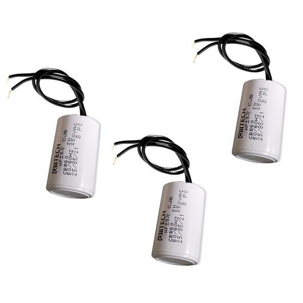 Kit 3 Capacitores 2Fios Metalizados p/Motor 45UF 250 VAC VMV - MVM Imagem de Kit 3 Capacitores 2Fios Metalizados p/Motor 45UF 250 VAC VMV