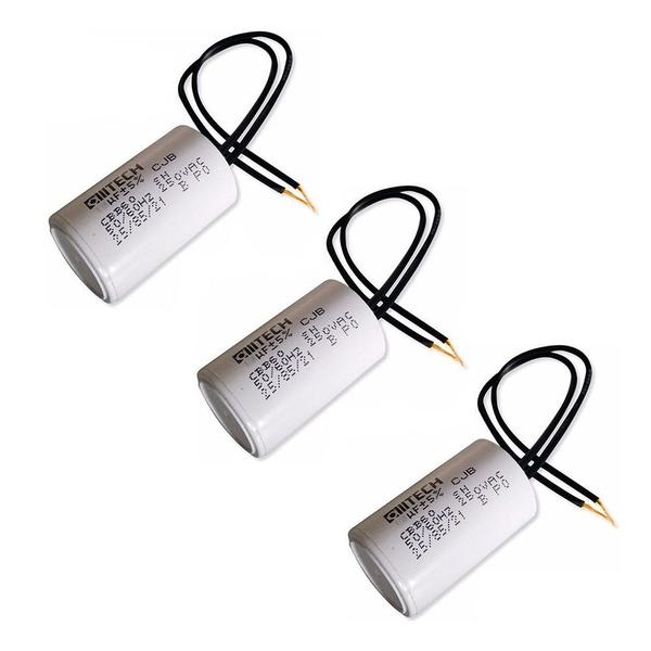 Kit 3 Capacitores 2Fios Metalizados p/Motor 45UF 250 VAC VMV - MVM Imagem de Kit 3 Capacitores 2Fios Metalizados p/Motor 45UF 250 VAC VMV