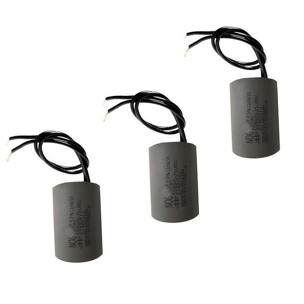 Kit 3 Capacitores 2Fios Metalizados p/Motor 55UF 250VAC MVM Imagem de Kit 3 Capacitores 2Fios Metalizados p/Motor 55UF 250VAC MVM